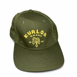Island Green Hawaii Kualoa Oahu Trucker Hat Olive Mesh Snapback Cap Adult